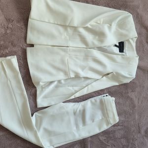 BCBG white cape blazer and pants